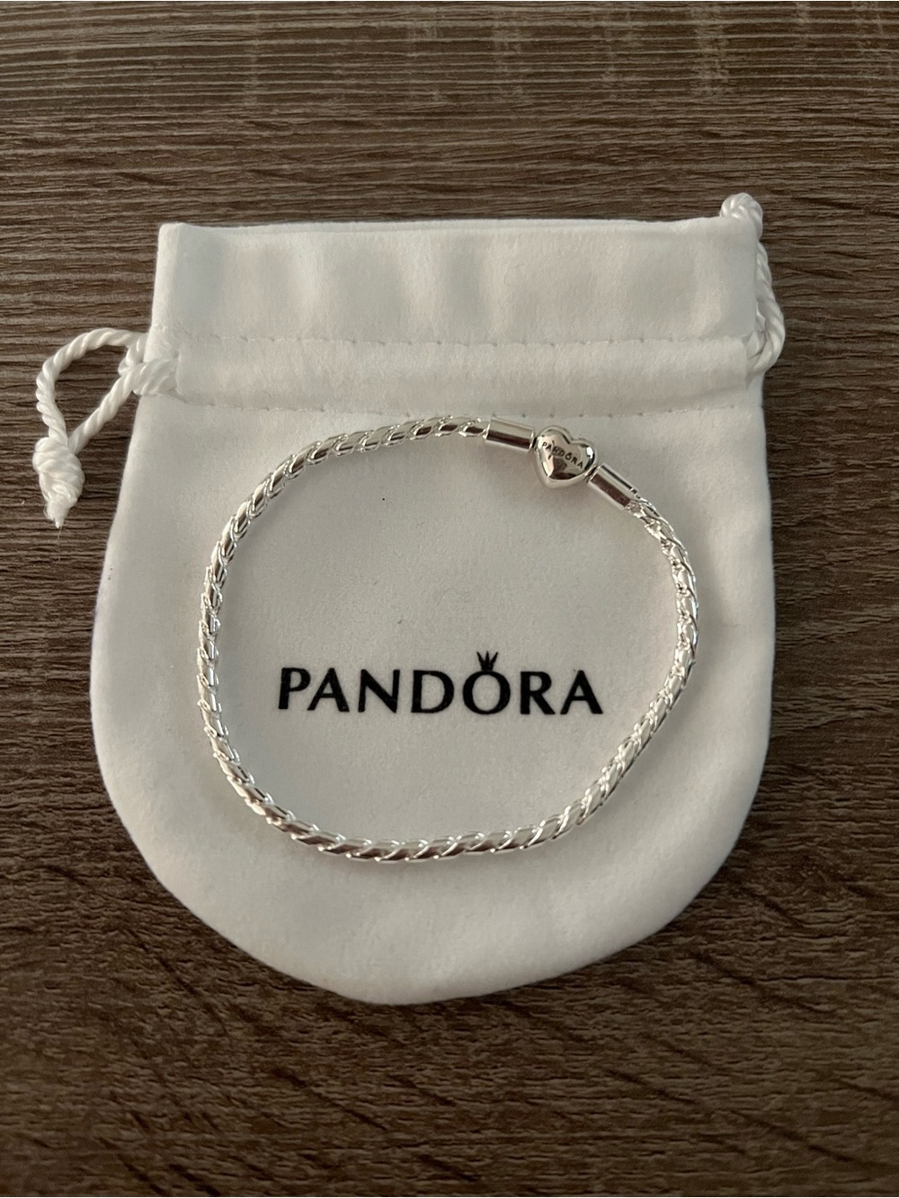 Pandora Silver Heart Clasp Rope Chain Bracelet - Picture 2 of 2